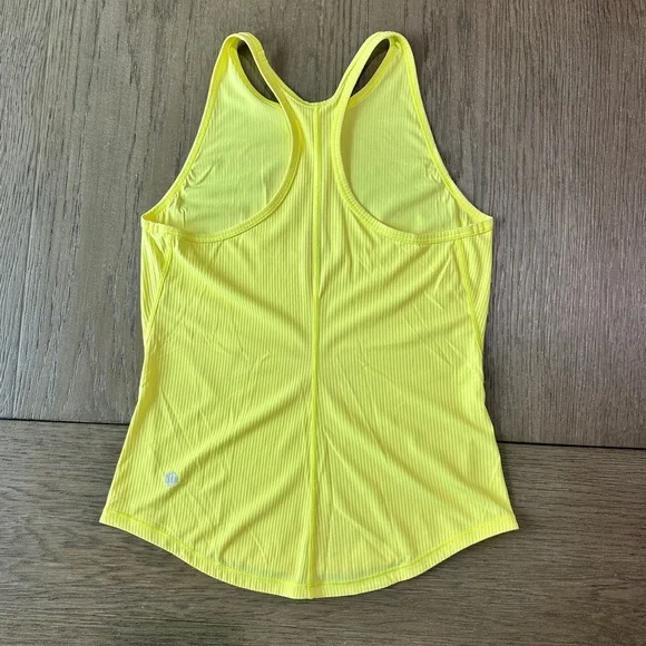 Lululemon Base Pace Ribbed Racerback Tank Top Size 4 Yellow - Picture 2 of 5